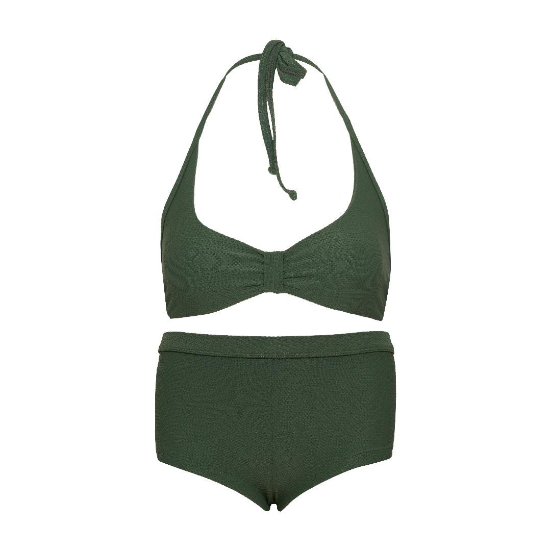 La-V Mädchen Neckholder-Bikini 140-146 Oliv, 140-146 Oliv