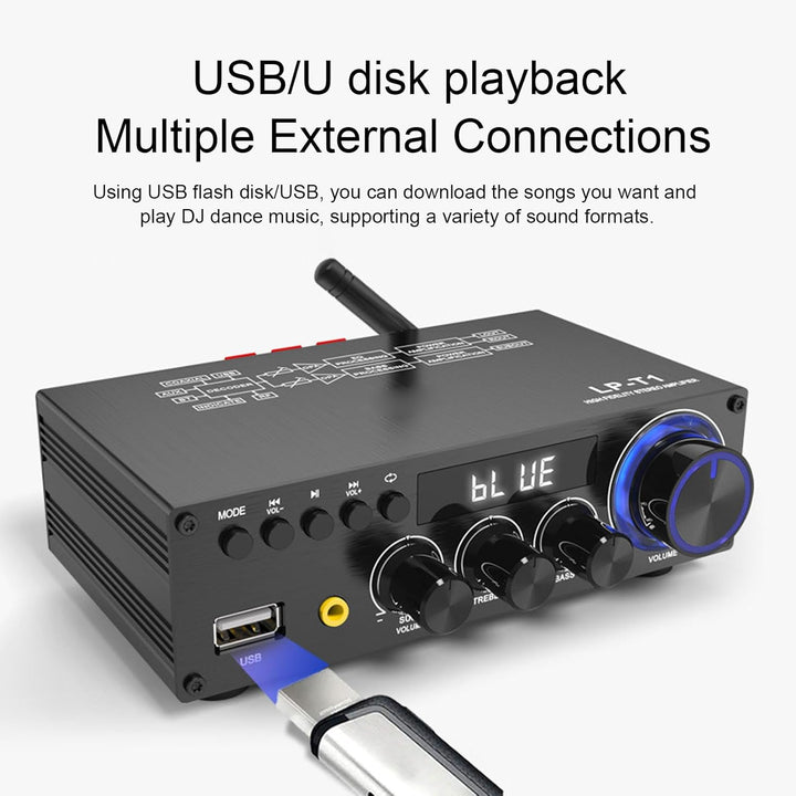 Bewinner 2.1 Kanal -Stereoverstärker mit Bluetooth 5.1, HiFi Digital Subwoofer -Verstärker -Empfänge
