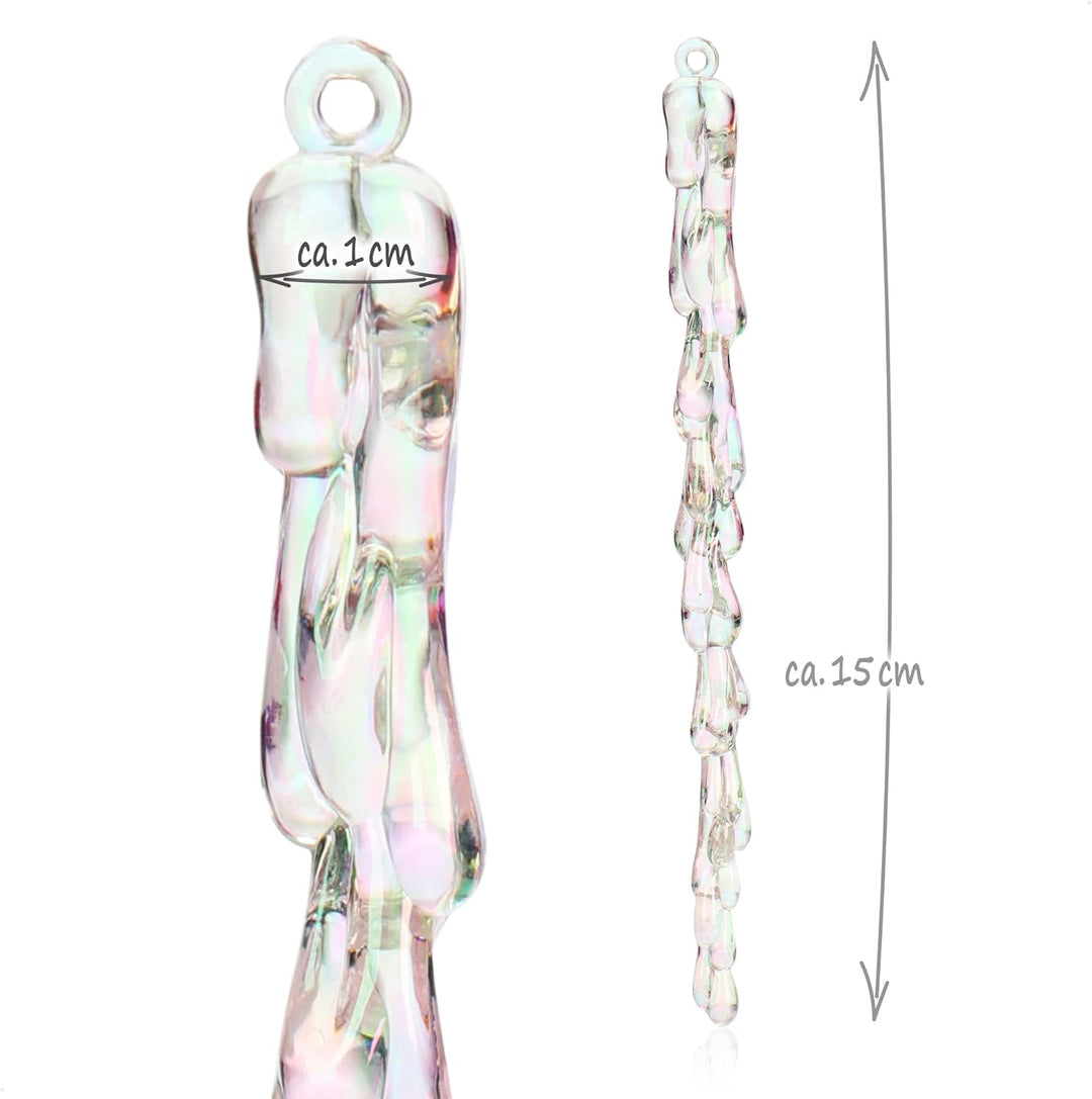 COM-FOUR® 12x Weihnachtsbaumanhänger Eiszapfen - Christbaumschmuck für den Weihnachtsbaum - Weihnach