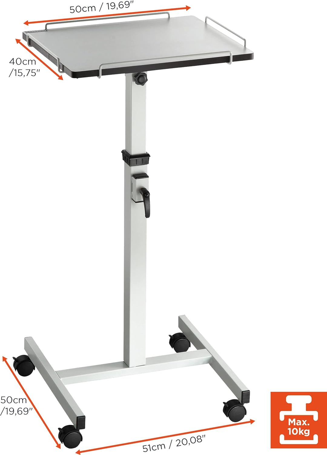 celexon Projektionstisch PT2000G - Projektor-Wagen höhenverstellbar: 80-125cm - grau - Neigbare Stel