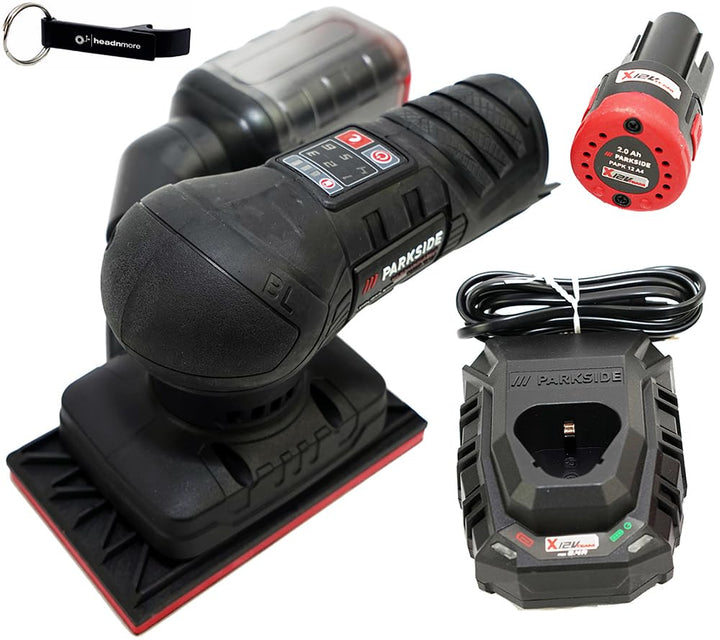 HEADNMORE® Bundle - PARKSIDE PERFORMANCE® 12V Akku Schwingschleifer PASSP 12 + HEADNMORE® Schlüssela