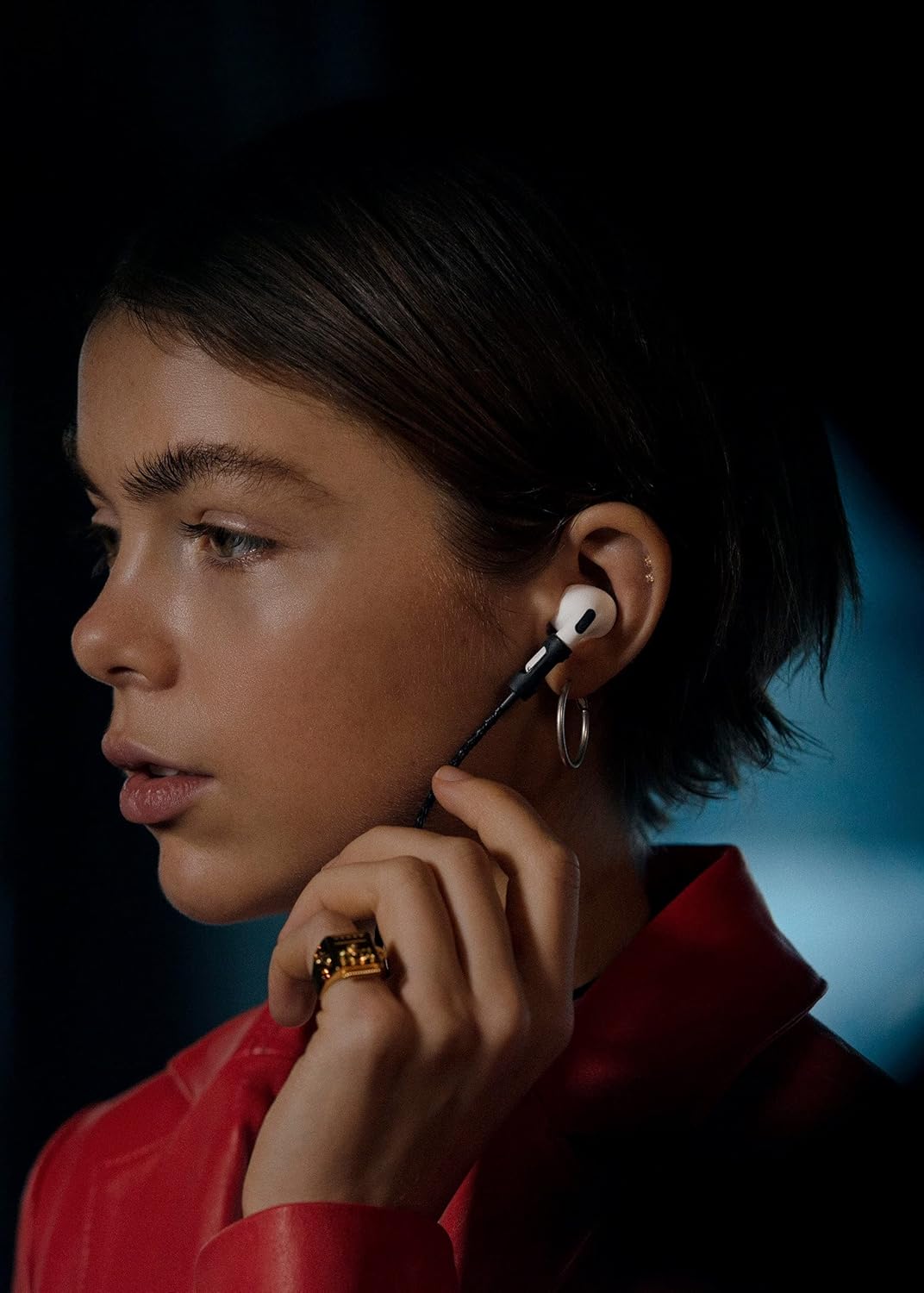 Tapper Schwarzes Lammleder/schwarzes Stahlband für AirPods & AirPods Pro Schwarz / schwarzer Stahl,