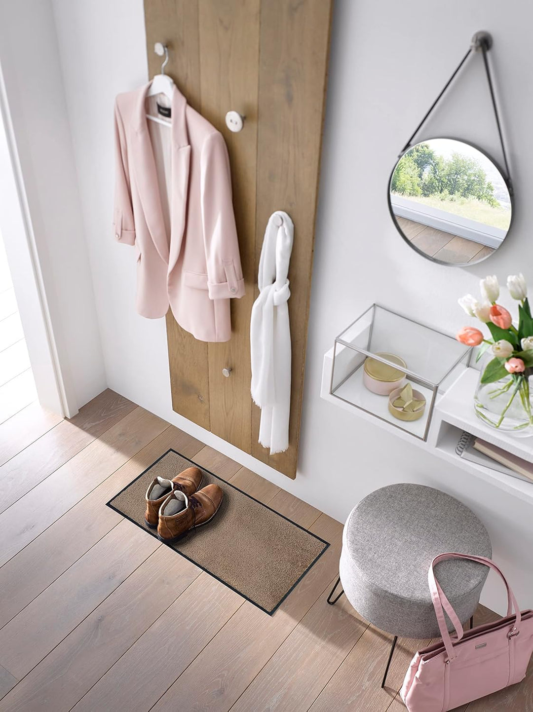 wash+Dry Fussmatte, Taupe 35x75 cm, innen und aussen, waschbar, beige 35 x 75 cm (Rechteckig), 35 x