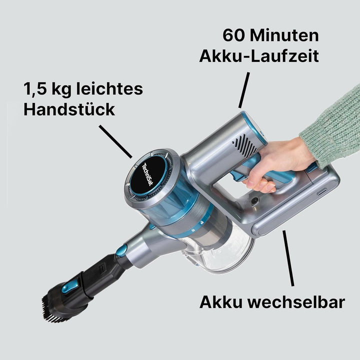 TechniSat TECHNIMAX AS2 – kabelloser Staubsauger, Akku, bis zu 60 Min. Laufzeit, Saugleistung 30000