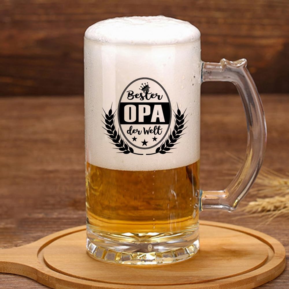 Bester OPA der Welt Bierkrug Bierglas (0,5 liter) im Geschenkbox, Ruhestand Geschenk Bier Geschenke