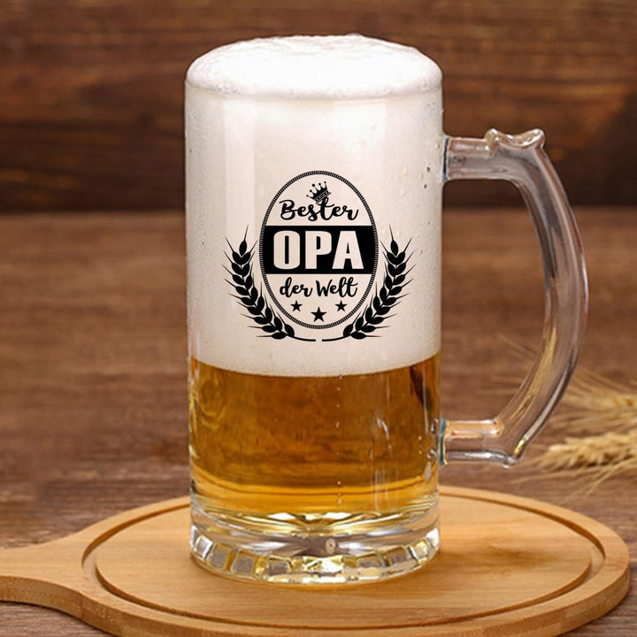 Bester OPA der Welt Bierkrug Bierglas (0,5 liter) im Geschenkbox, Ruhestand Geschenk Bier Geschenke
