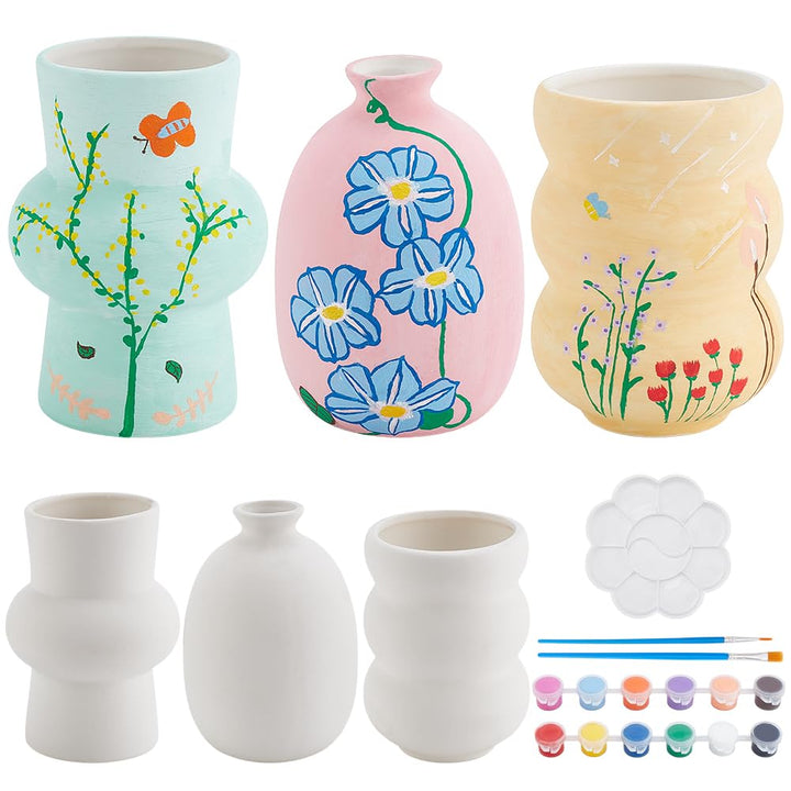 WEBEEDY 3 Set Vasentöpferei Malset Keramikmalset Für Erwachsene Bemale Deine Eigene Vase Unbemalte W