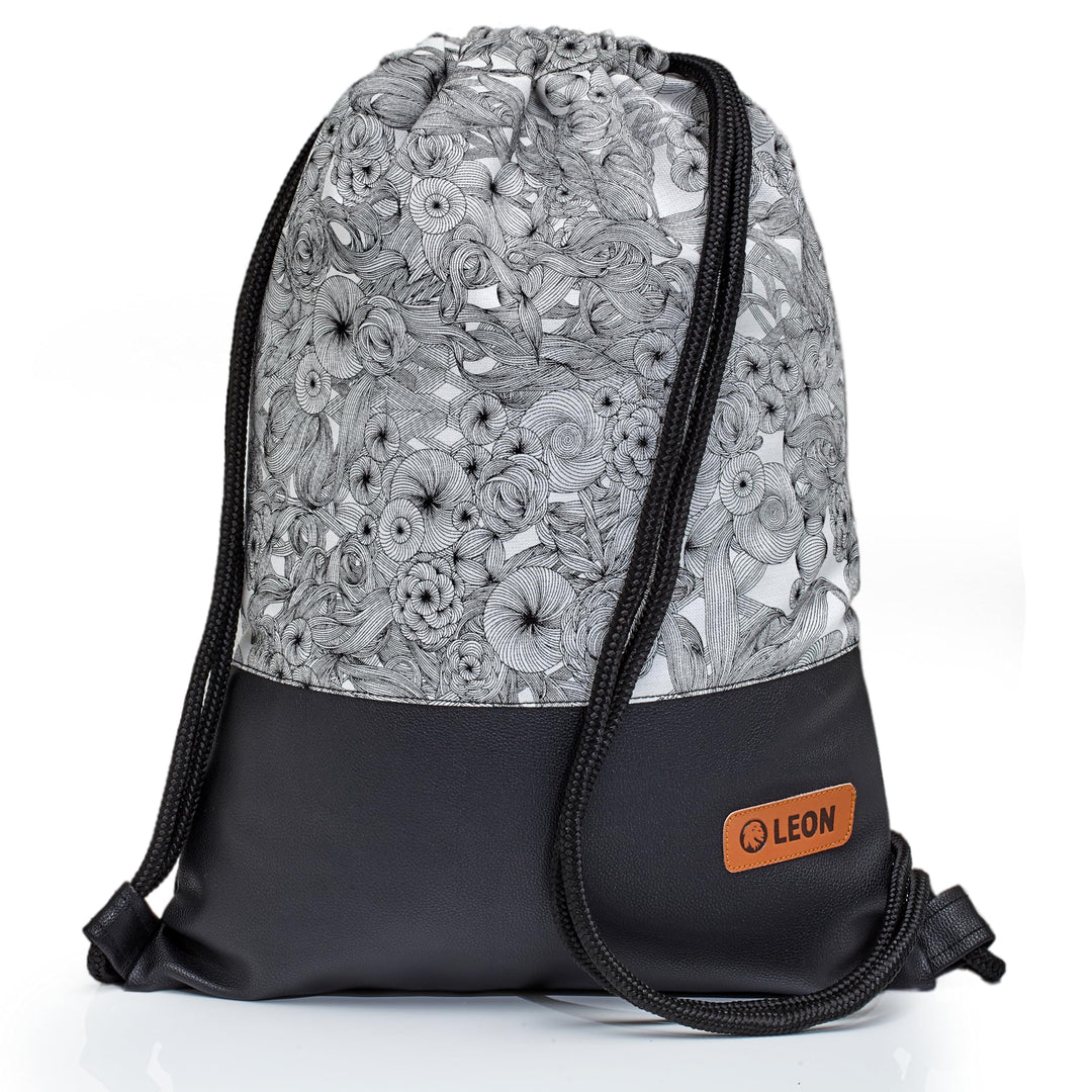 Leon grosser Premium Turnbeutel mit Innentaschen Rucksack Tasche Damen Herren Teenager Gym Bag Draw