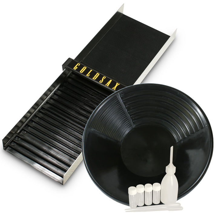 GoldSax Goldwaschen Set, Sluice Box, Goldwaschpfanne, Prospektionsausrüstung, 9-teilig 9-teilig Rinn