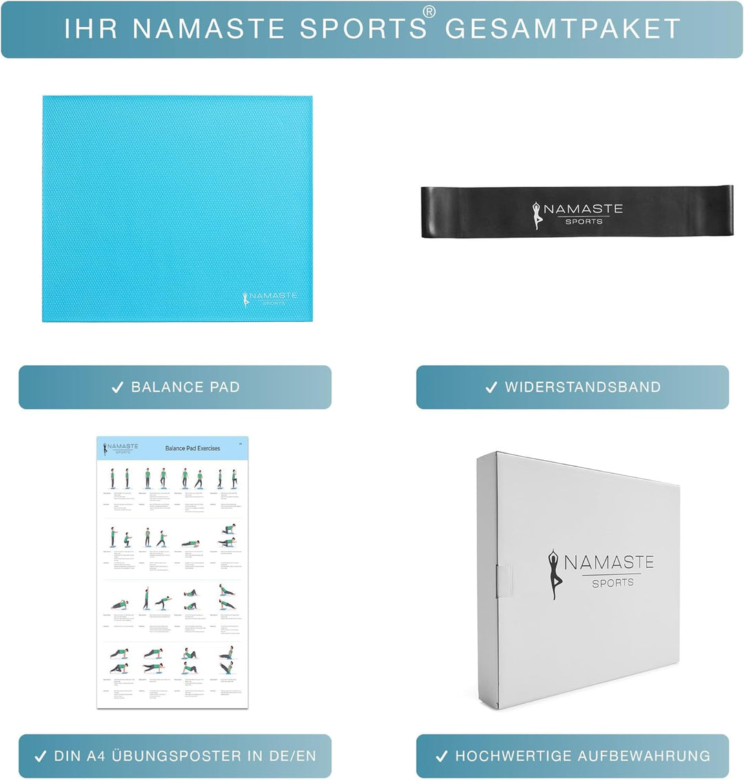 **EINFÜHRUNGSPREIS** NAMASTE Sports® Balance Pad XXL – Mit Poster & Widerstandsband I Rutschfestes T