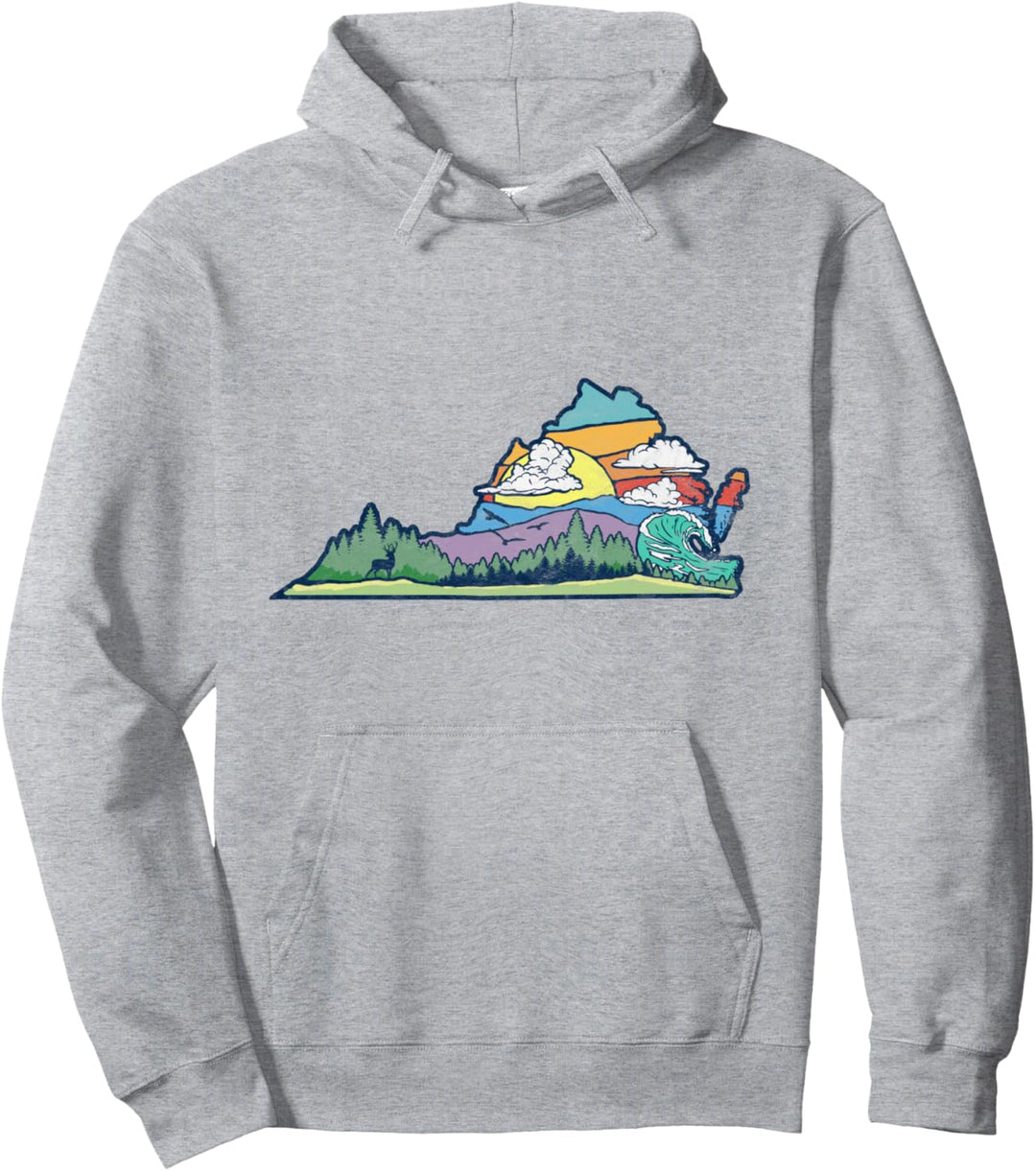Vintage Virginia Outdoors & Nature Lover Retro 80s Graphic Pullover Hoodie