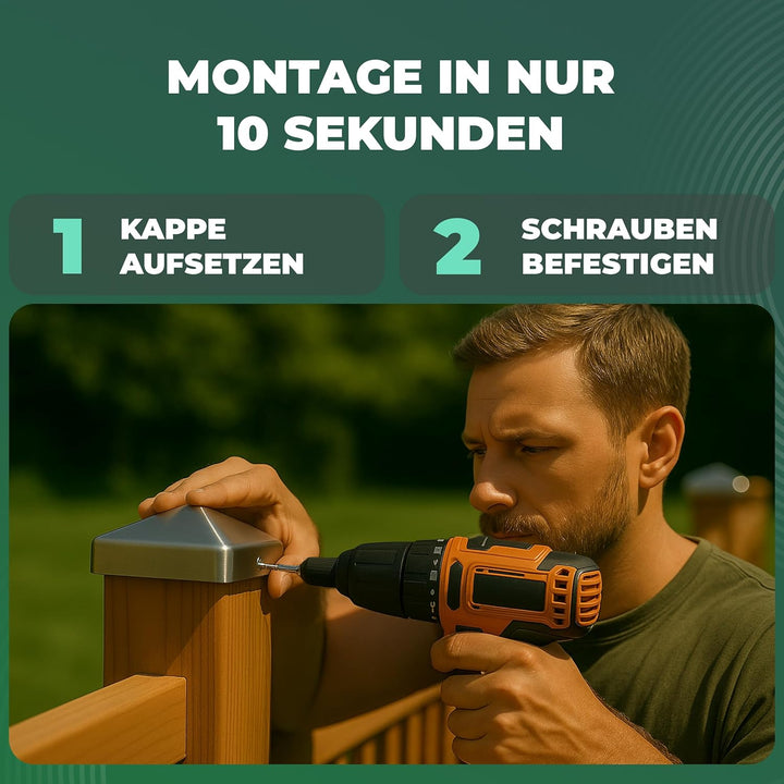 Novatool 5 Stück Edelstahl Pfostenkappen 71x71mm mit Schrauben, Pfostenabdeckung Pfostenkappe 7,1cm