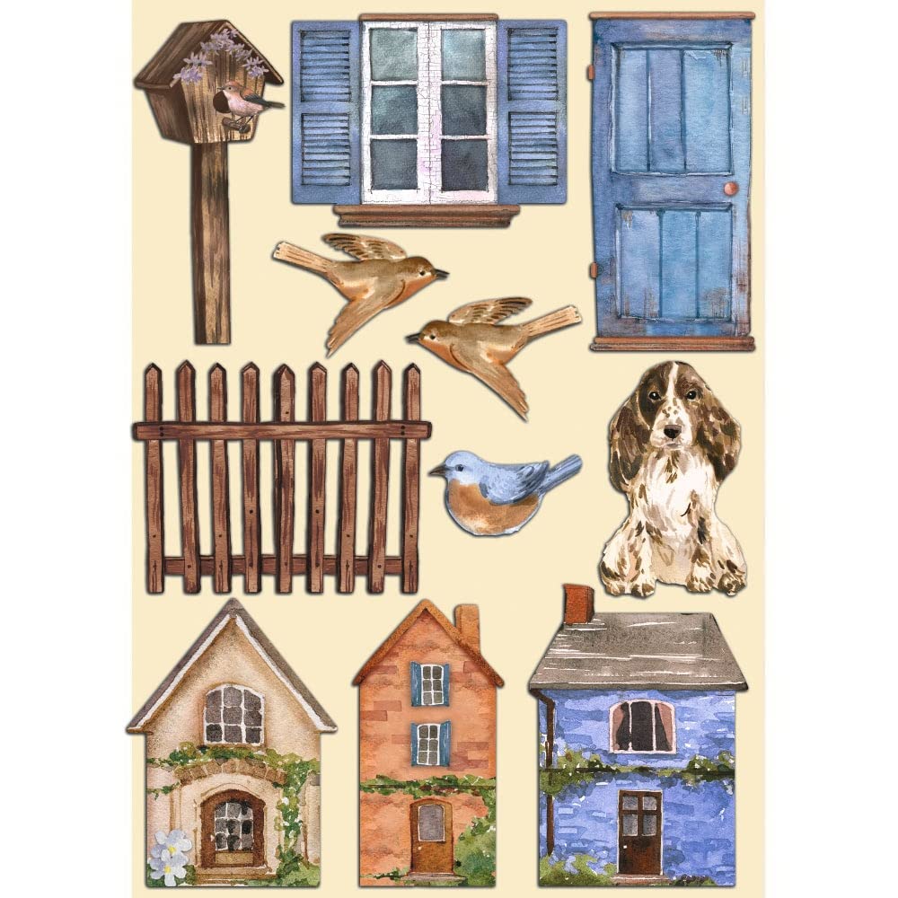 Stamperia KLSP134 Farbige Form – Schaffen Sie Glück – Willkommen Zuhause – Häuser, Multicolour, A5,