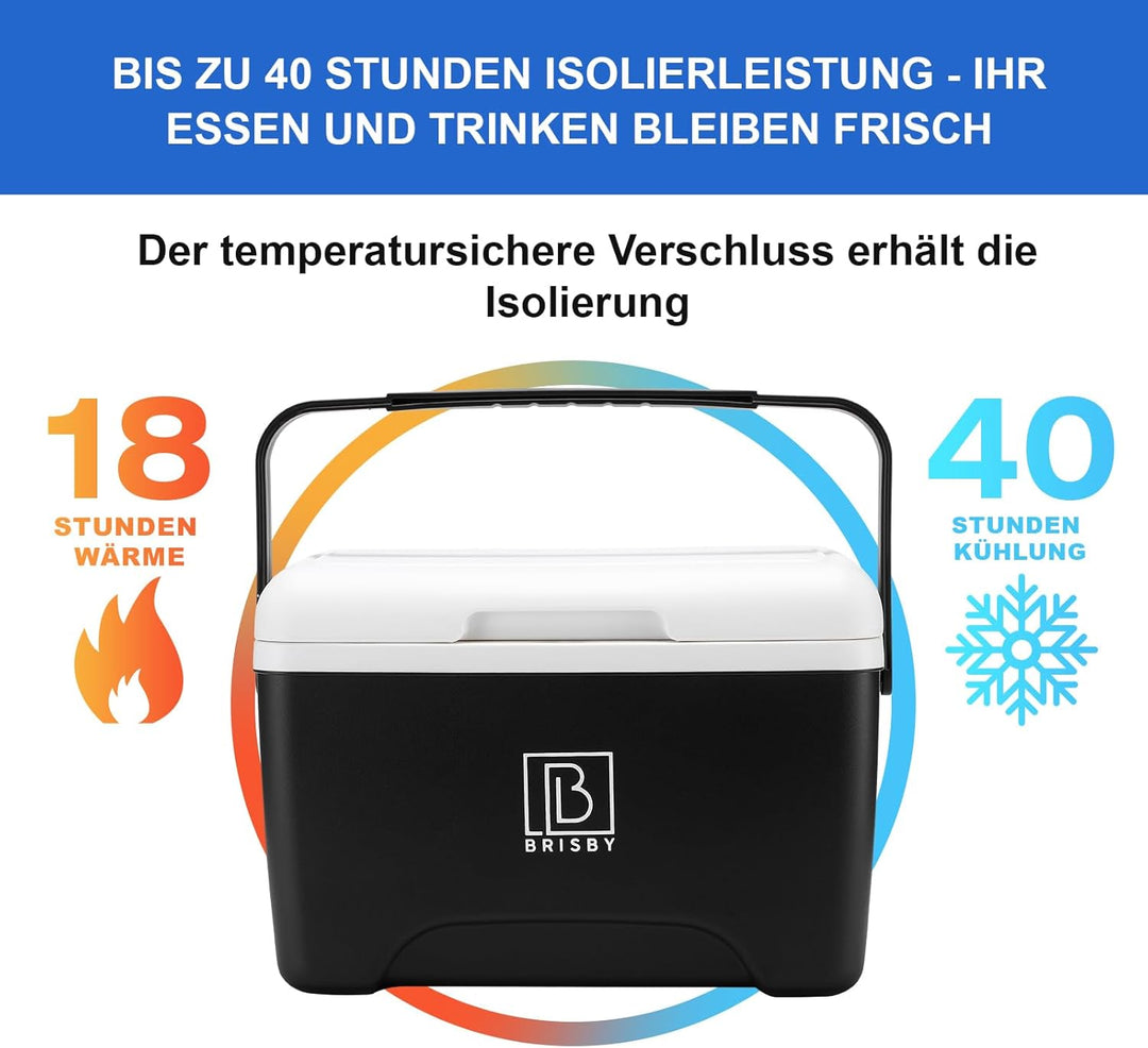 Brisby Kühlbox 8 Liter - 18 Stunden warm - 40 Stunden kühl - Inklusive 2 grosse Kühlelemente 450 ML