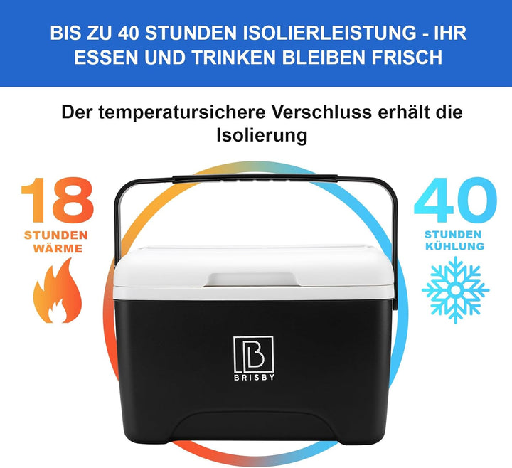 Brisby Kühlbox 8 Liter - 18 Stunden warm - 40 Stunden kühl - Inklusive 2 grosse Kühlelemente 450 ML