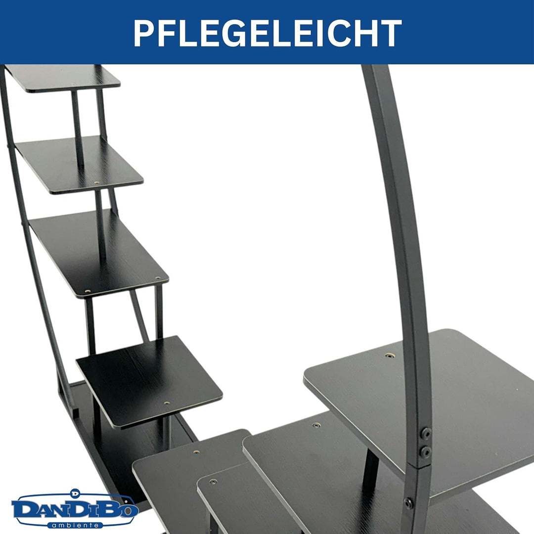 DanDiBo Blumenregal Indoor 170 cm Hoch Metall Schwarz Rund 96586 Blumentreppe Gross Halbrund Pflanze