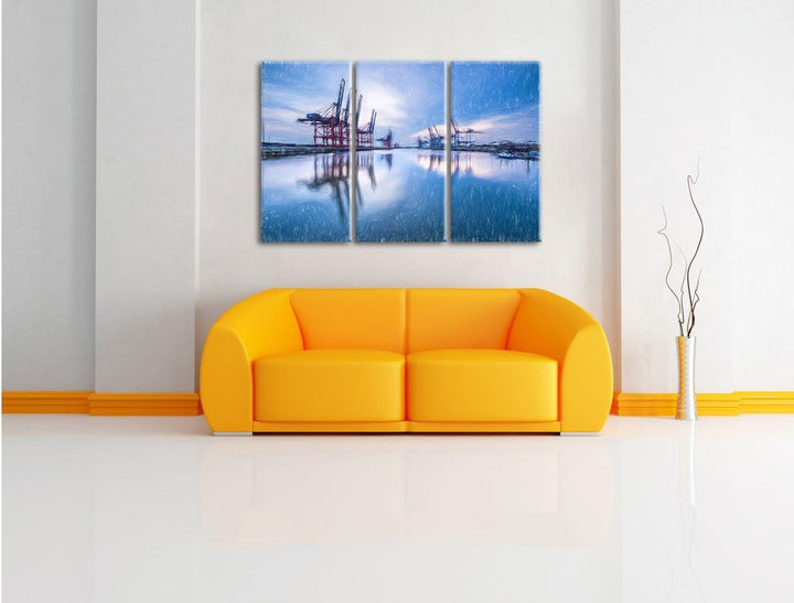 Pixxprint Hafen im Abendschein als Leinwandbild/Grösse: 3 Teilig (120x80) cm/Wandbild/Kunstdruck/fer