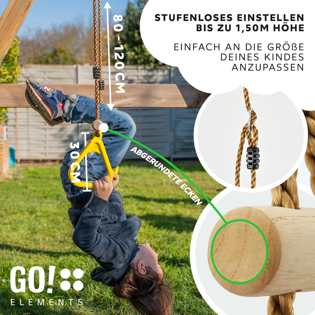 GO!elements Trapez Schaukel Garten - Kinderschaukel Outdoor Indoor - Schaukelsitz Schaukelbrett Bret