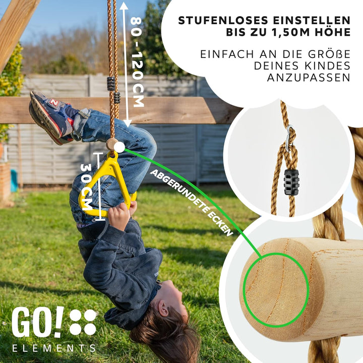 GO!elements Trapez Schaukel Garten - Kinderschaukel Outdoor Indoor - Schaukelsitz Schaukelbrett Bret