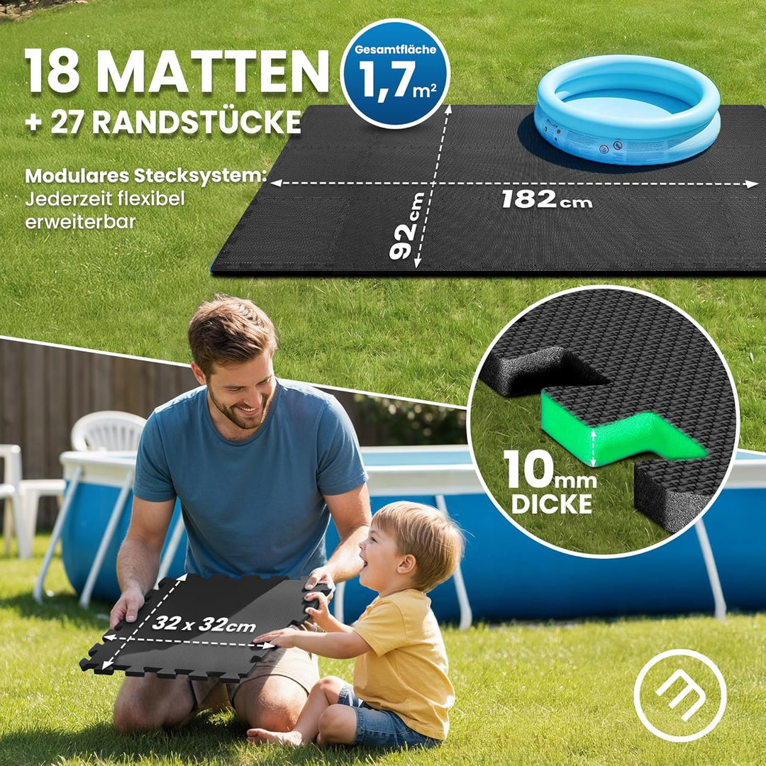 bemaxx Poolunterlage Poolmatte Unterlegmatte - 18 EVA Pool Matten Set: Bodenschutzmatte Puzzlematte