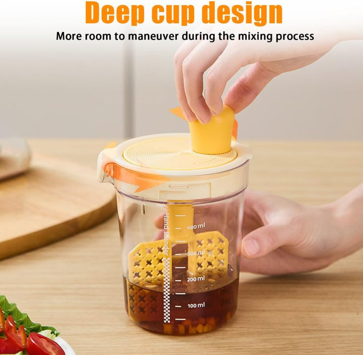 MiOYOOW Salatdressing-Mixer, 500ml Eierfilter-Mixbecher, Manuelle Rührflasche, Manuelle Saucen Shake