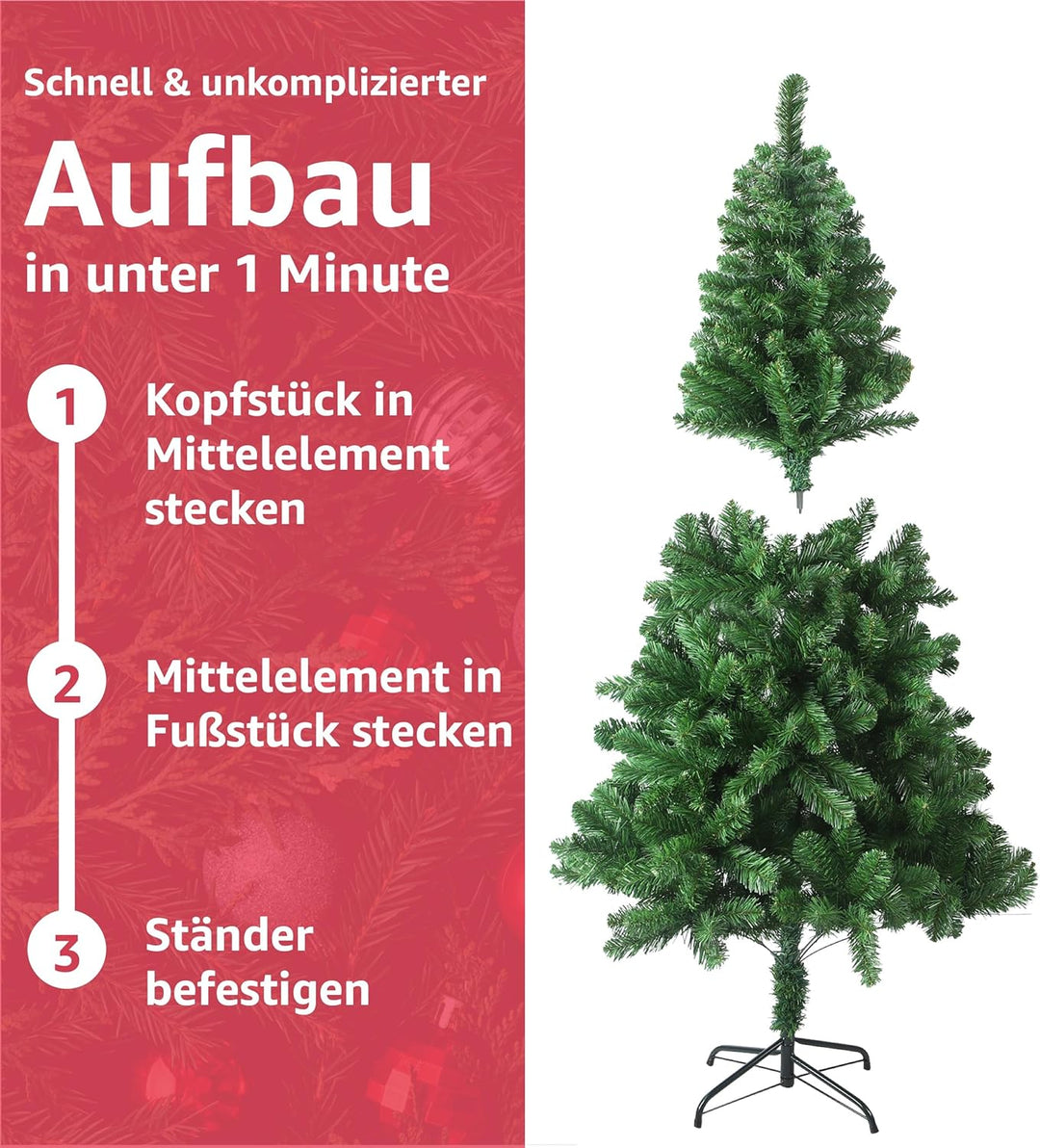 Weihnachtsbaum künstlich grün - Tannenbaum Christbaum 180 cm - täuschend echt Weihnachten (Tannenbau