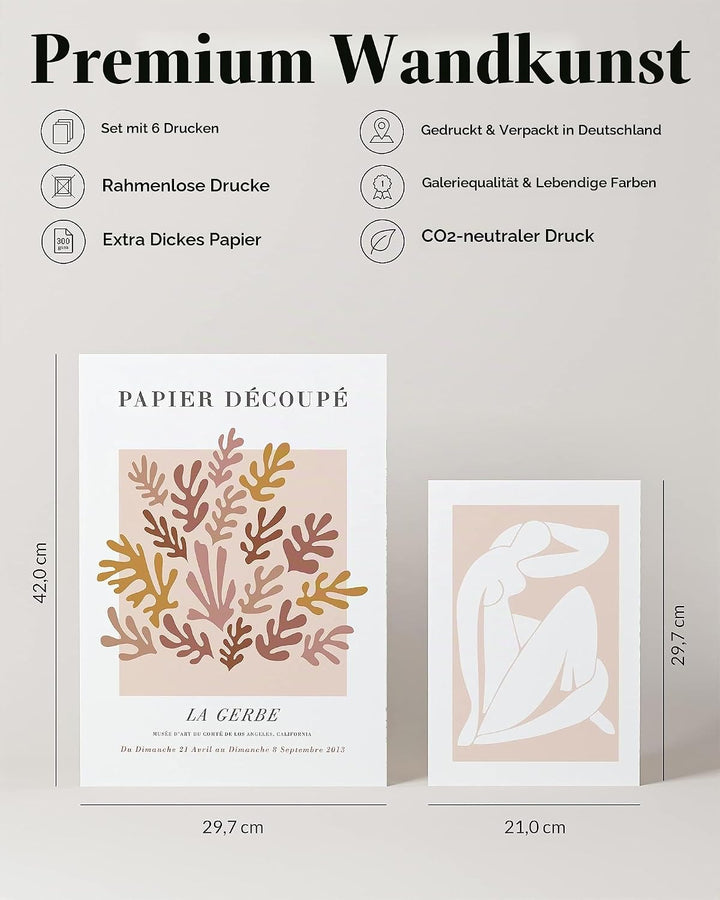 Heimlich® Premium Poster Set OHNE Bilderrahmen | 2 x DIN A3 &amp; 4 x DIN A4 - ca. 30x42 &amp; 21x30 | Stilv