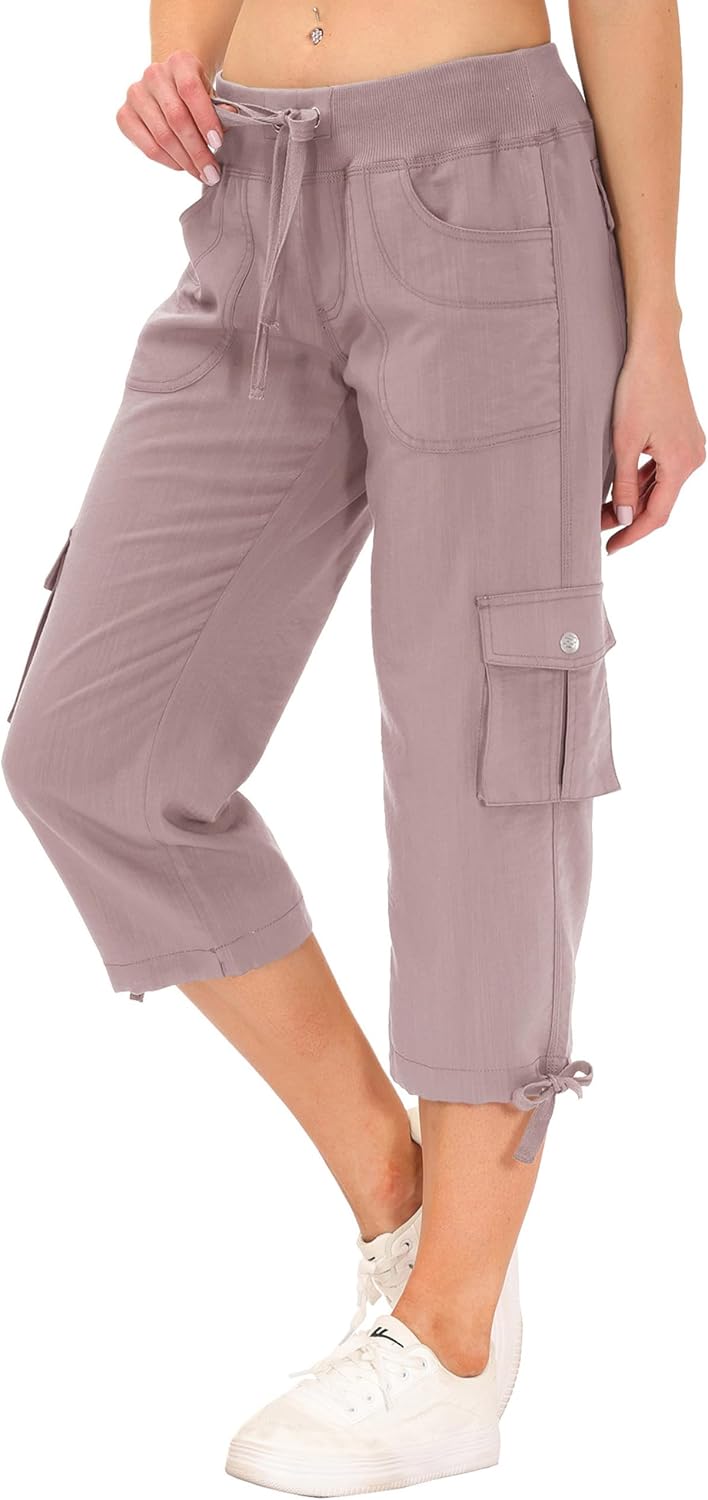 JINSHI Hosen Damen Sommer Cargohose 3/4 Hose Caprihose Freizeithose Wanderhosen Outdoorhose mit Mehr