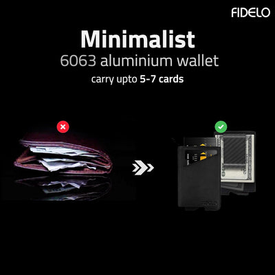 Fidelo Karbonfaser-Minimalistische Brieftasche – Schlankes Kreditkartenetui, Geldscheinklammer-Geldb