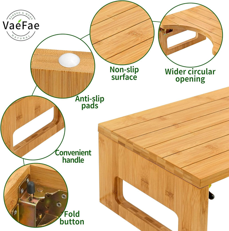 WC-Hocker aus Bambus, klappbarer Töpfchenhocker fürs Badezimmer, Leichter, langlebiger Tritthocker a