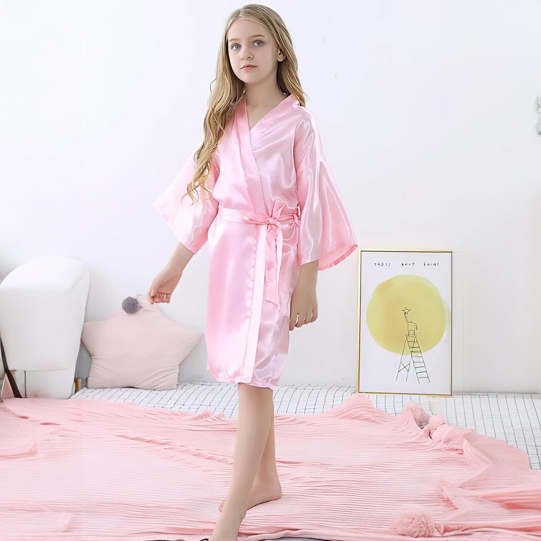 7 Stück Mädchen Geburtstags-Roben, Spa Partys Prinzessinnen-Robe, Satin-Kimono-Robe für Mädchen und