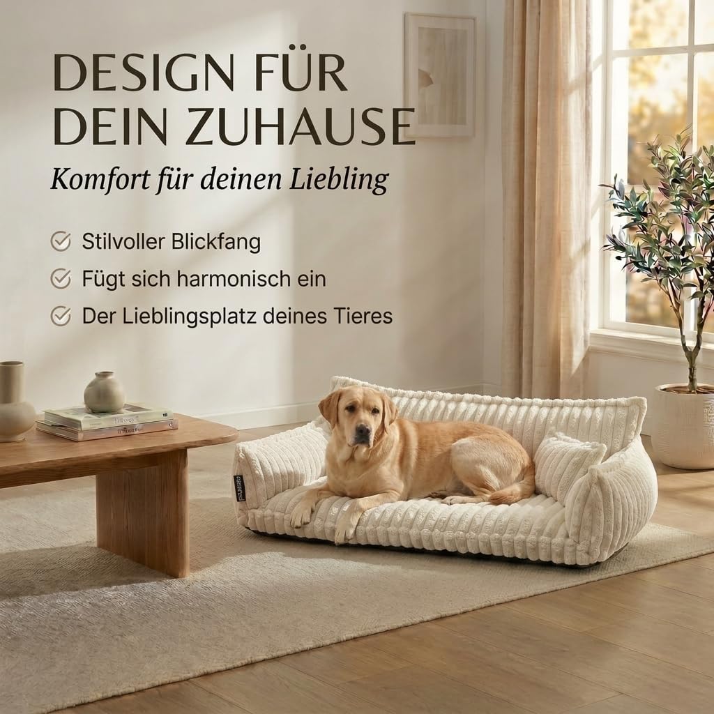 Hundesofa Chaffar Hundebett | Orthopädische Matratze | Moderner Stil | Cord-Design Grössen (Zartrosa