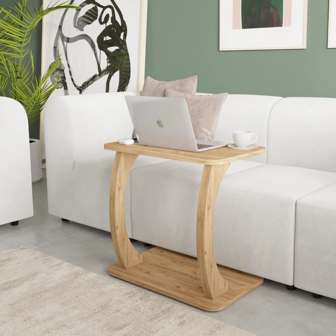 Tubibu C Form Kleiner Beistelltisch, Runder Tisch als Ablagefläche für Couch und Sofa mit Rollen, Ro