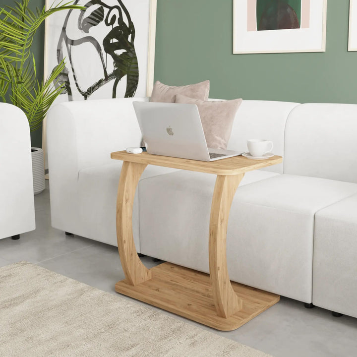 Tubibu C Form Kleiner Beistelltisch, Runder Tisch als Ablagefläche für Couch und Sofa mit Rollen, Ro