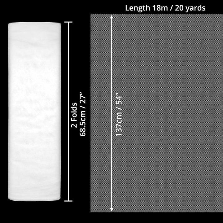 Handi Stitch Breite Tüll Stoff Rolle Weiss – 137 cm Breit x 18 m Lang - Tüllstoff Weiss Polyester Tü
