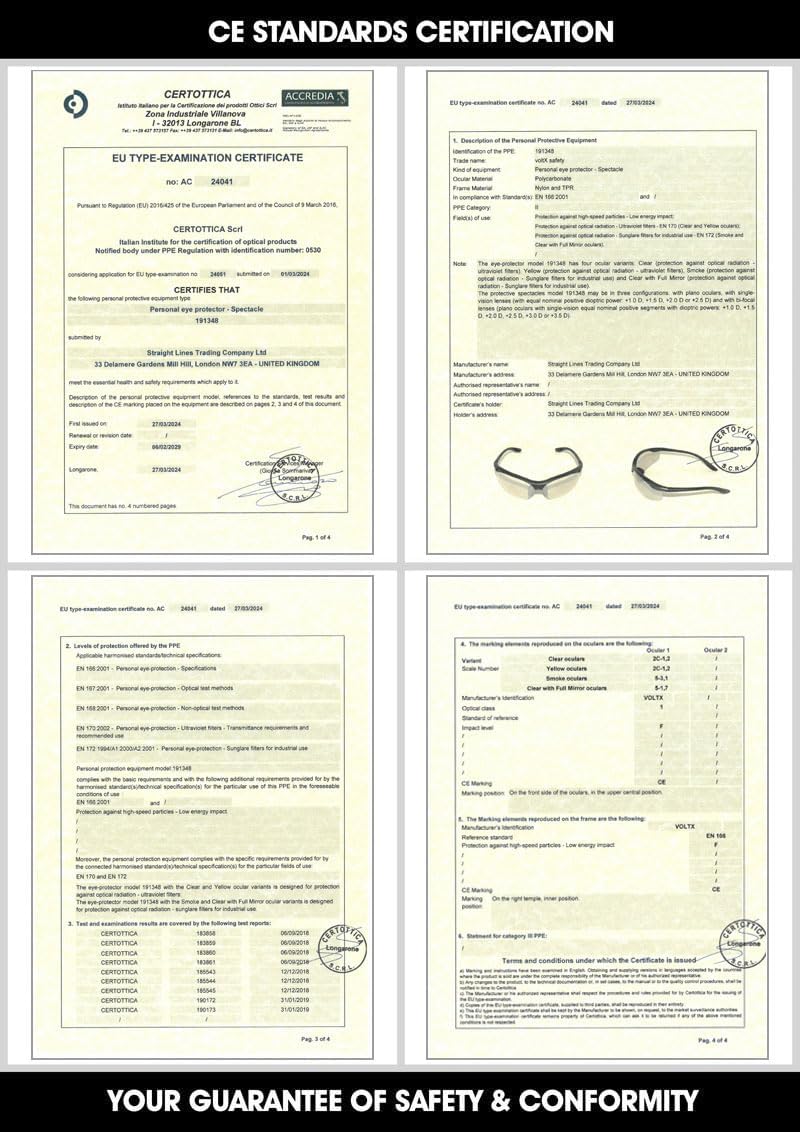 voltX 3 x Constructor' BIFOKALE Schutzbrille mit Lesehilfe (+1.5 Dioptrie klare, gelbe & rauchgraue
