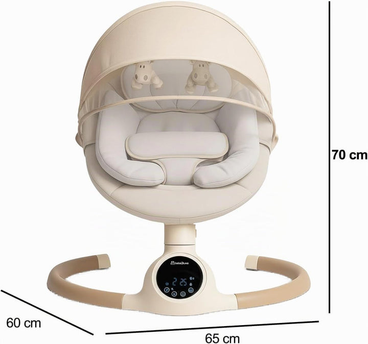 BEBE2LUXE ALPHA Babywippe, Elektrische Babyschaukel mit Musik, Nutzbar ab der Geburt bis ca. 6 Monat