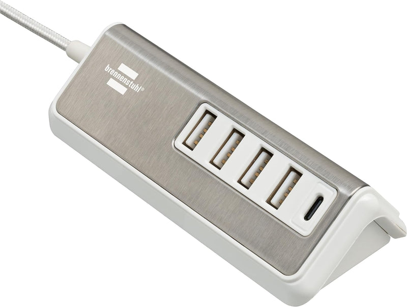 brennenstuhl®Estilo USB Ladegerät mit Schnellladefunktion/Mehrfach USB Ladestation mit Edelstahlober