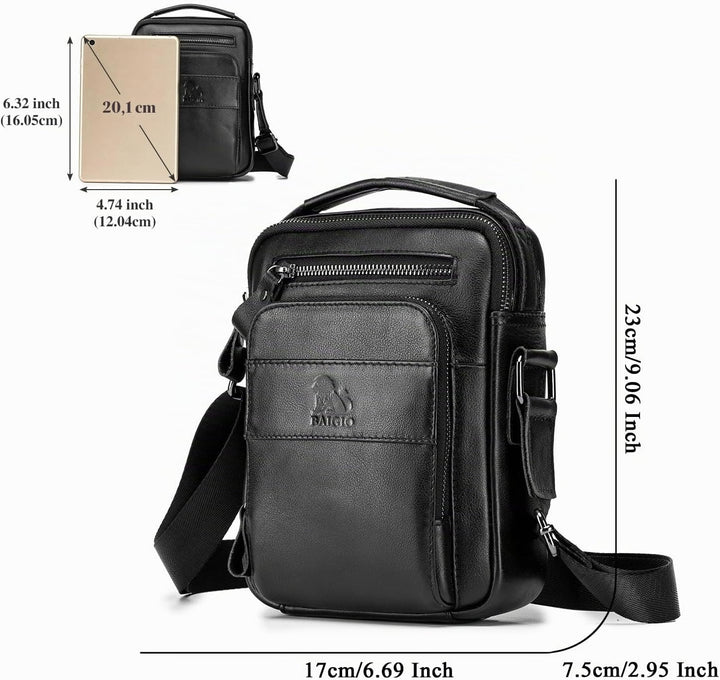 BAIGIO Leder Umhängetasche Herren Schultertasche Vintage Männer Tasche Crossbody Bag Herrentasche zu