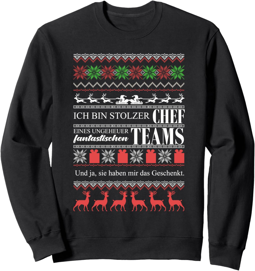 Stolzer Chef Ugly Christmas Team Geschenk Sweatshirt