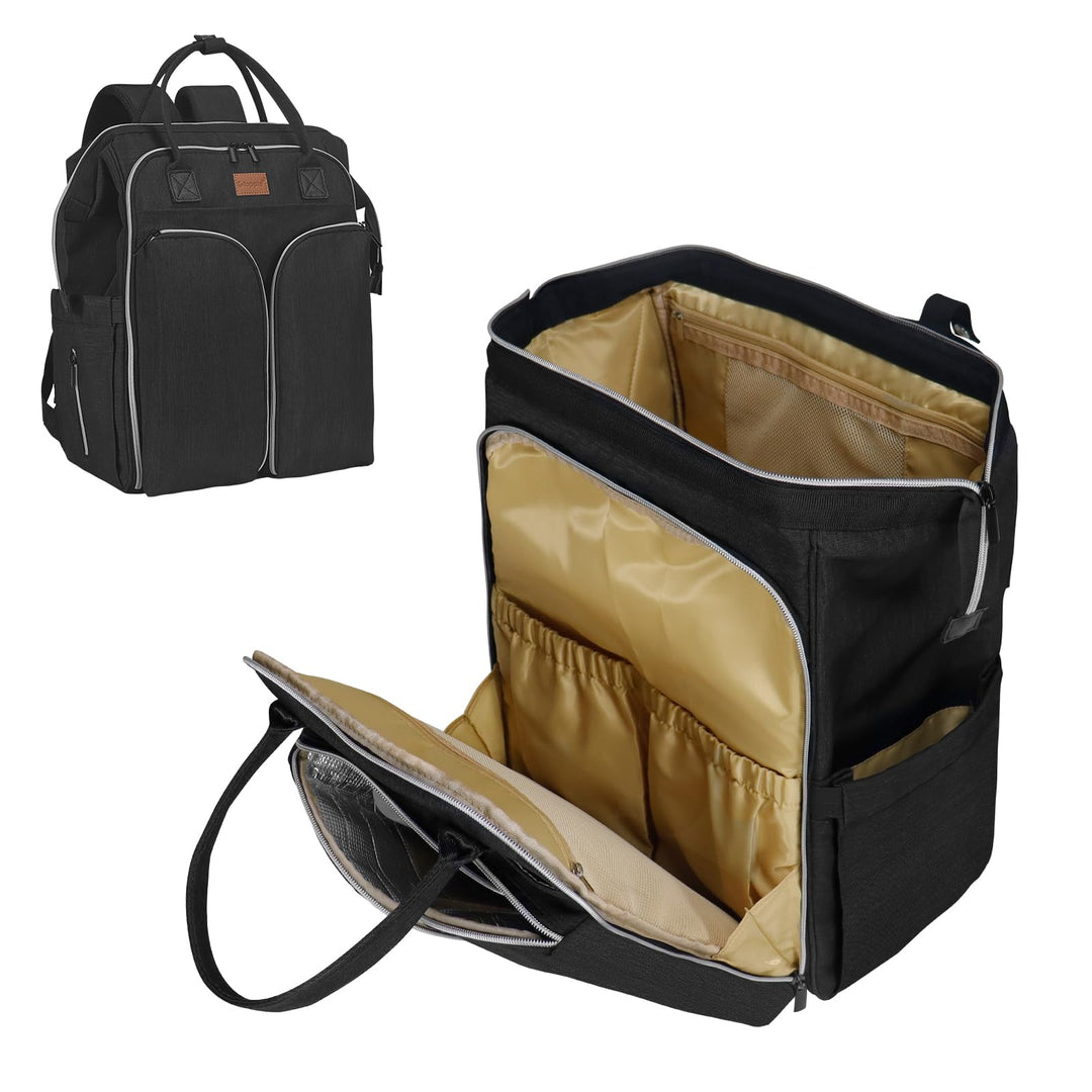 Gloppie Wickeltasche Rucksack Baby Wickelrucksack mit Tragbarer Wickelauflage und Kinderwagengurten,
