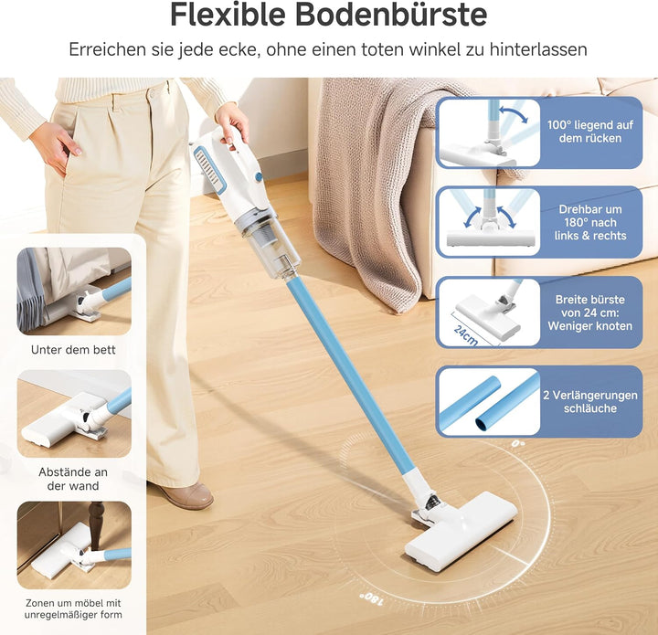 SIMPLUS 9-in-1 Staubsauger mit Kabel 400W, 16KPa Stielstaubsauger & Handstaubsauger, 1kg Leicht, HEP