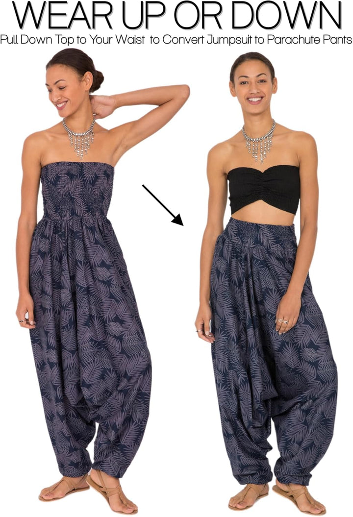 likemary Jumpsuit Damen Sommer – vielseitig tragbarer Einteiler aus Baumwolle – Haremshose mit flies
