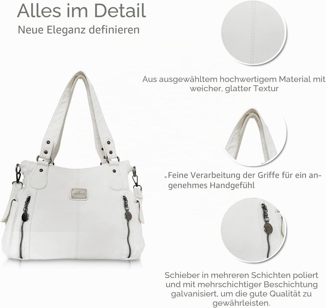 NICOLE & DORIS Women Hobo bags shoulder bags Washed Leather Totes Crossbody with Multiple Compartmen