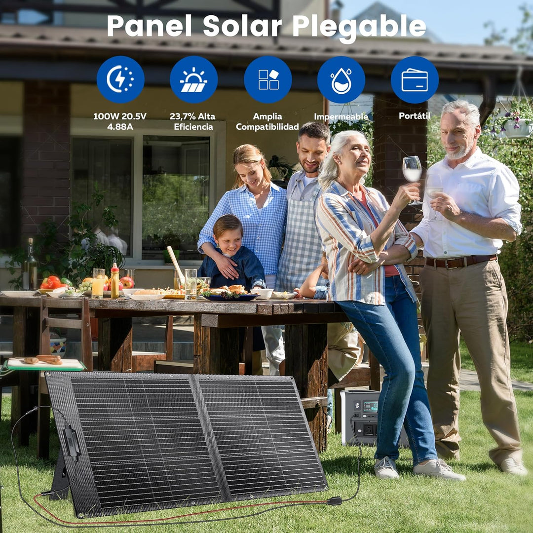 100W Tragbares Solarpanel, Faltbares Solarladegerät mit 10 Anschlüssen, 23% Hoher Wirkungsgrad, 20.5