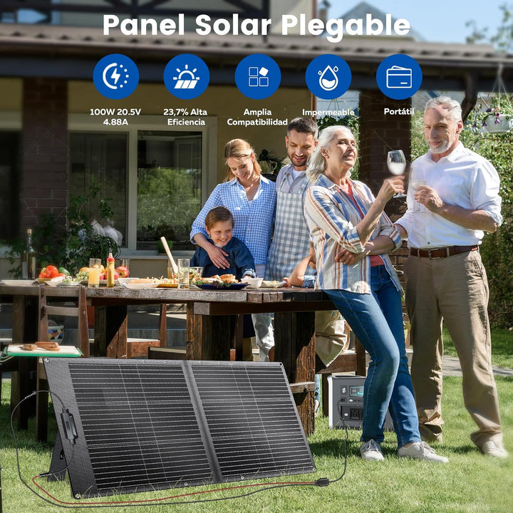 100W Tragbares Solarpanel, Faltbares Solarladegerät mit 10 Anschlüssen, 23% Hoher Wirkungsgrad, 20.5