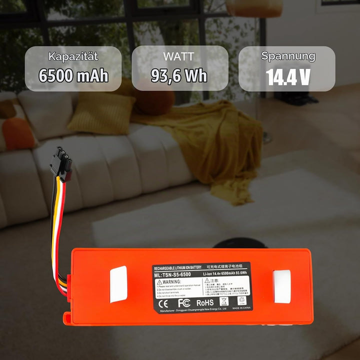 14.4V 6500mAh Ersatzakku für Xiaomi Roborock Q5, Q7, S5, S6, S7, S50, S51, S55, S60, S4 staubsauger,