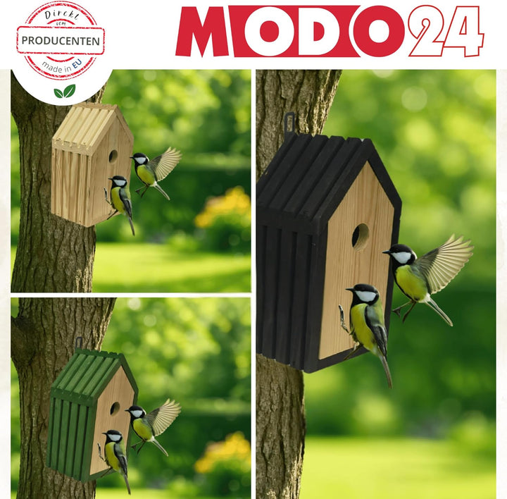 Meisen Nistkasten aus FSC® Holz mit 2,8 cm Einflugloch und mit Heu, Vogelhaus Blaumeisen &amp; Kleinvöge
