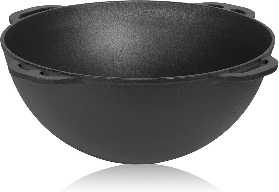 BBQ-Toro Gusseisen Kazan mit Deckel | 16 Liter | Traditioneller Gusstopf | Kasan mit rundem Boden |
