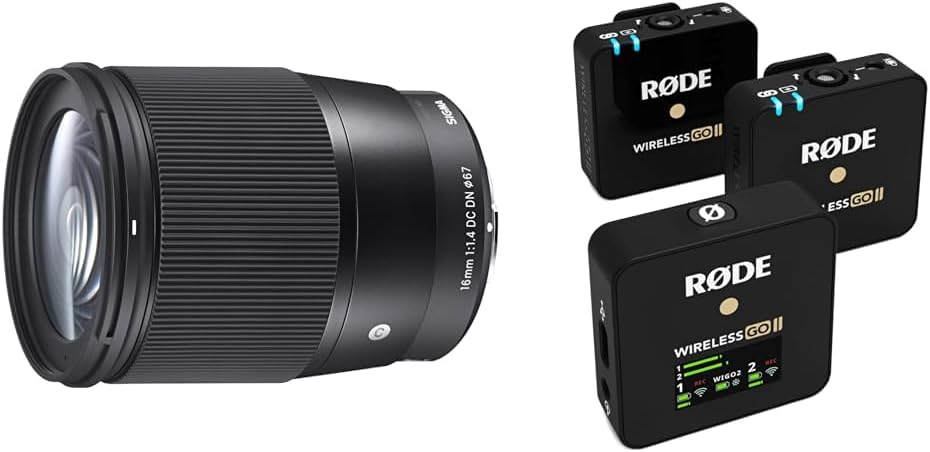 Sigma 16mm F1,4 DC DN Contemporary Objektiv für Sony-E Objektivbajonett & RØDE Wireless GO II Ultrak